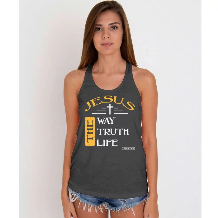 Jesus The Way Truth Life Christian Women's Knotted Racerback Tank