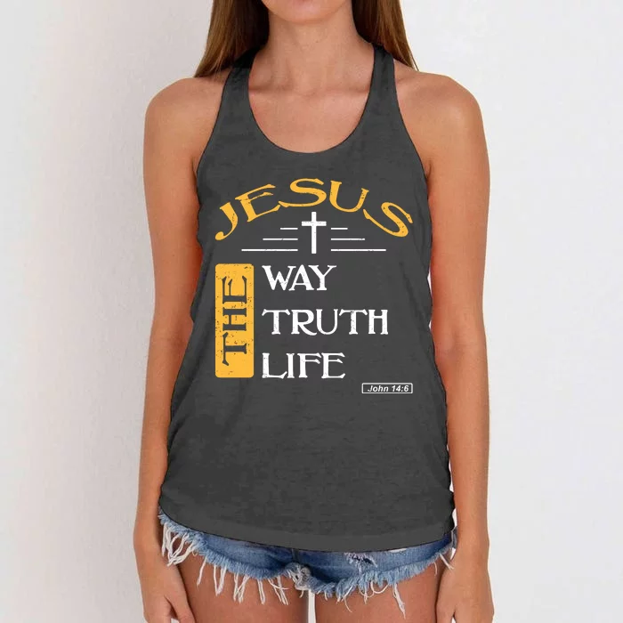 Jesus The Way Truth Life Christian Women's Knotted Racerback Tank