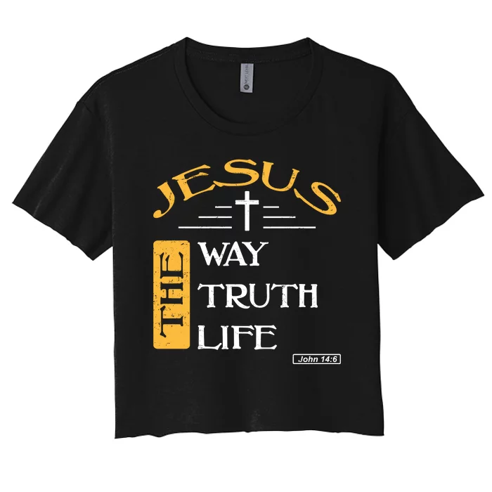 Jesus The Way Truth Life Christian Women's Crop Top Tee