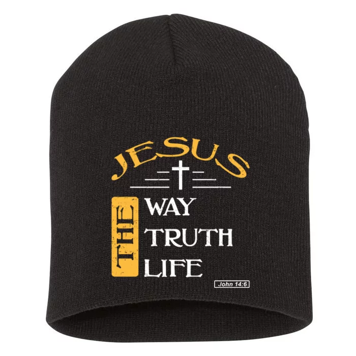 Jesus The Way Truth Life Christian Short Acrylic Beanie