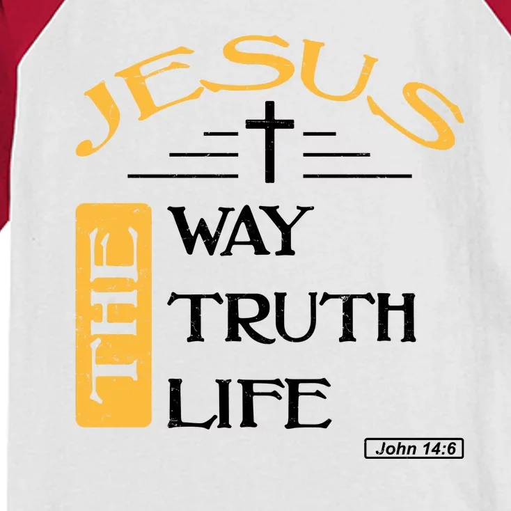 Jesus The Way Truth Life Christian Kids Colorblock Raglan Jersey