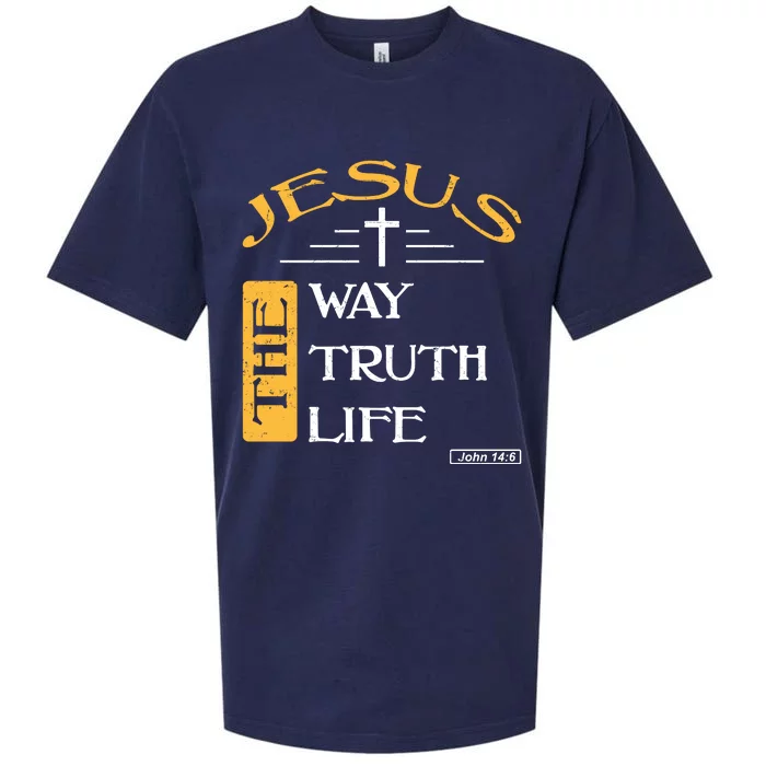 Jesus The Way Truth Life Christian Sueded Cloud Jersey T-Shirt