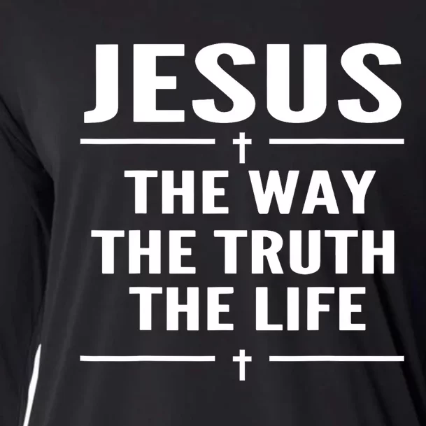 Jesus The Way Truth Life John 146 Christian Spiritual Women Cooling Performance Long Sleeve Crew