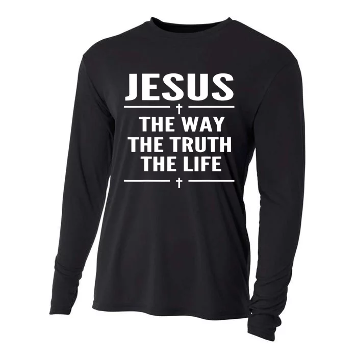 Jesus The Way Truth Life John 146 Christian Spiritual Women Cooling Performance Long Sleeve Crew