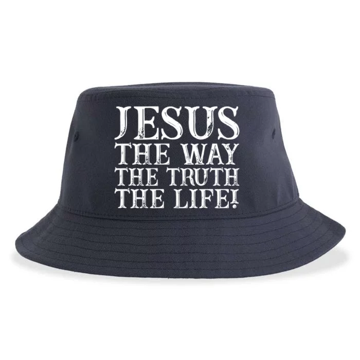 Jesus The Way The Truth The Life Vintage Sustainable Bucket Hat