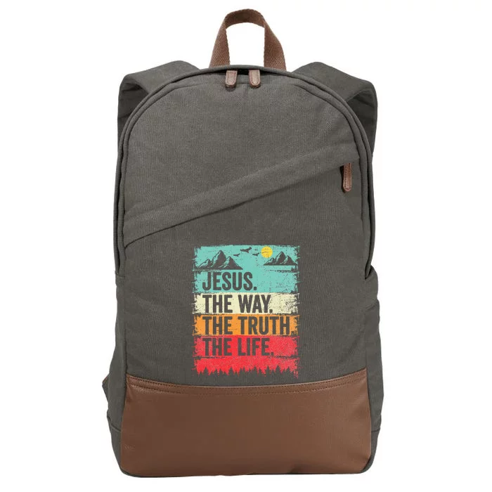 Jesus The Way Truth Life Christian Worship Cotton Canvas Backpack