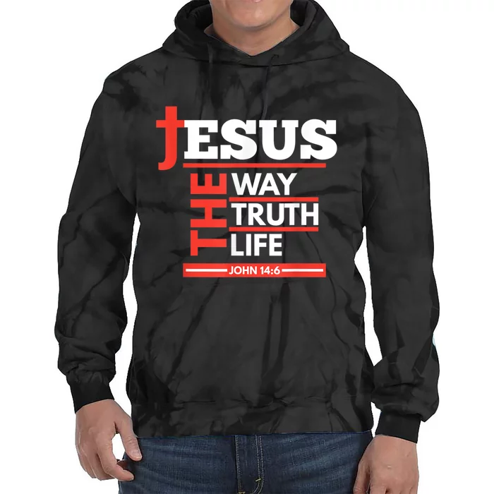 Jesus The Way Truth Life John 14:6 Christian Spiritual Tie Dye Hoodie