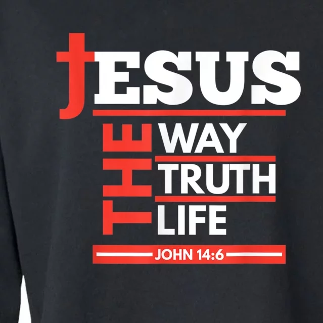 Jesus The Way Truth Life John 14:6 Christian Spiritual Cropped Pullover Crew