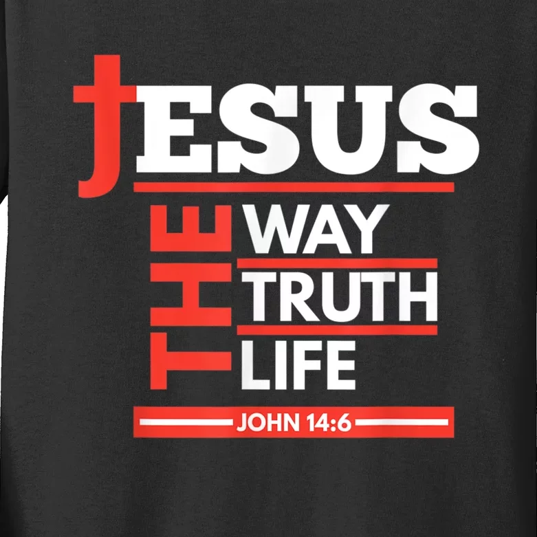 Jesus The Way Truth Life John 14:6 Christian Spiritual Kids Long Sleeve Shirt