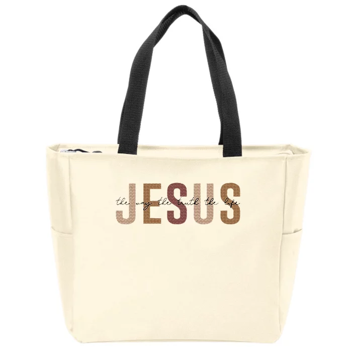 Jesus The Way Truth Life Bible Verse Christian Zip Tote Bag