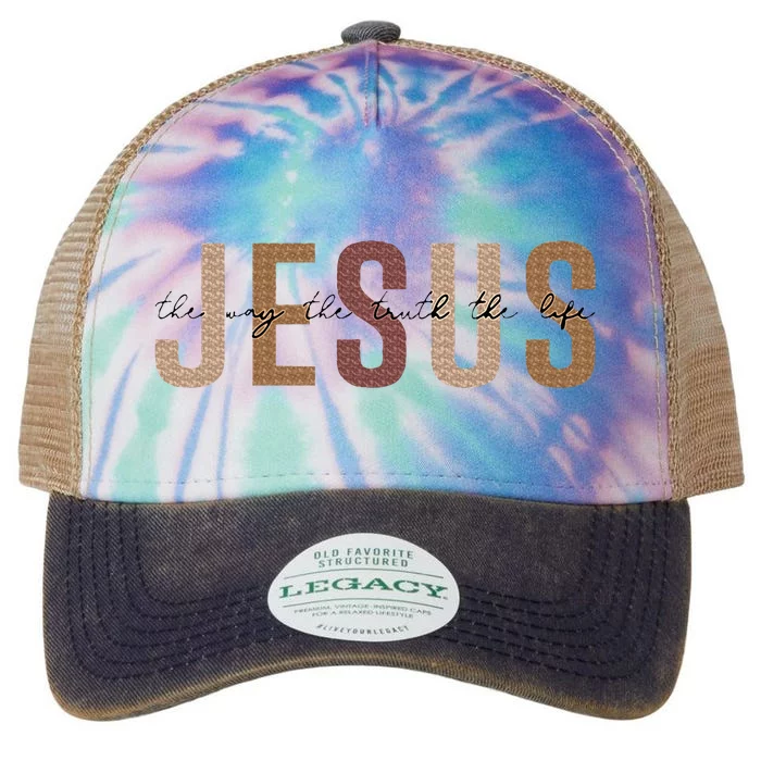 Jesus The Way Truth Life Bible Verse Christian Legacy Tie Dye Trucker Hat