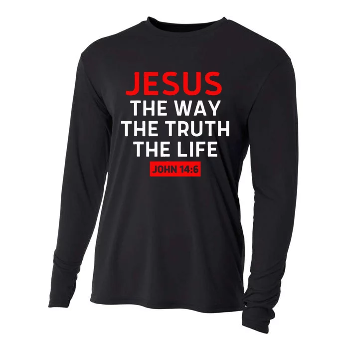 Jesus The Way Truth Life John 146 Christian Bible Verse Cooling Performance Long Sleeve Crew