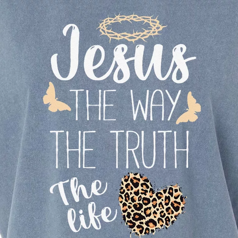 Jesus The Way Truth Life Christian Leopard Garment-Dyed Women's Muscle Tee