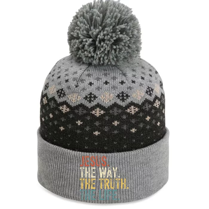 Jesus The Way The Truth The Life Bible Verse Christian Retro Funny Gift The Baniff Cuffed Pom Beanie