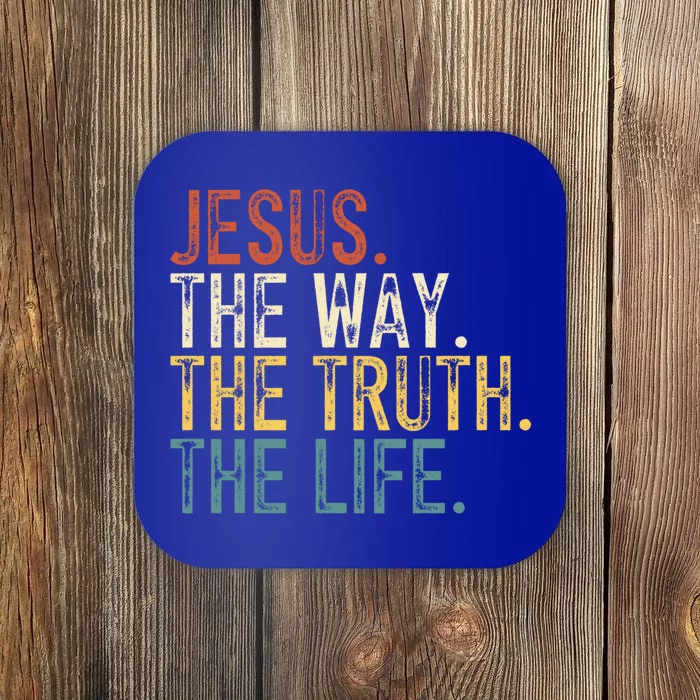 Jesus The Way The Truth The Life Bible Verse Christian Retro Funny Gift Coaster