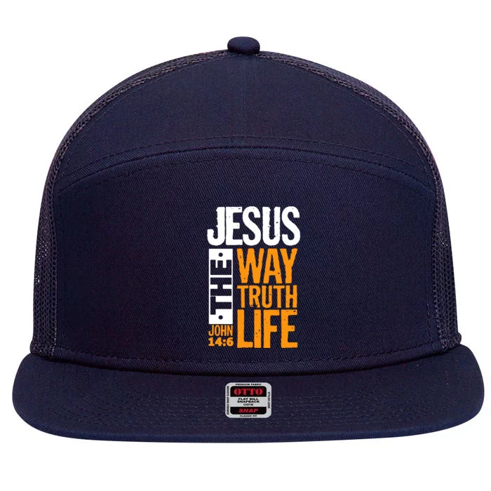 Jesus The Way Truth Life John 14:6 7 Panel Mesh Trucker Snapback Hat