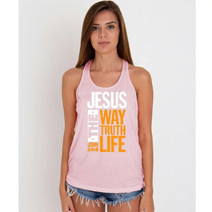 Jesus The Way Truth Life John 14:6 Women's Knotted Racerback Tank