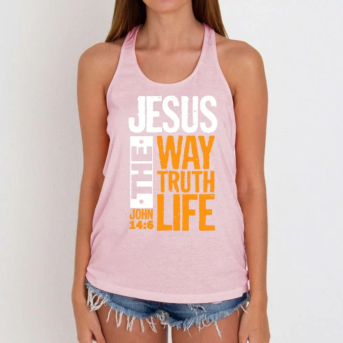 Jesus The Way Truth Life John 14:6 Women's Knotted Racerback Tank