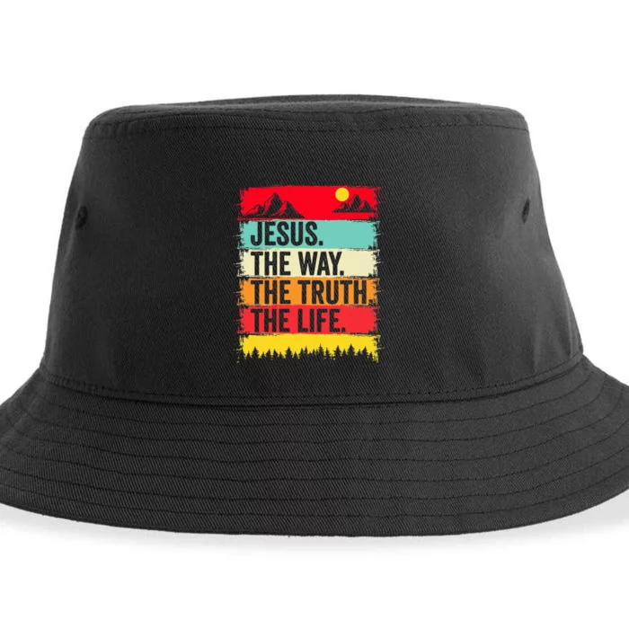 Jesus The Way Truth Life Bible Verse Christian Worship Faith Sustainable Bucket Hat