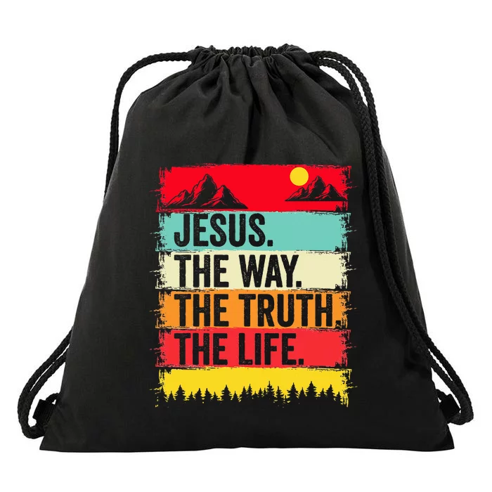 Jesus The Way Truth Life Bible Verse Christian Worship Faith Drawstring Bag