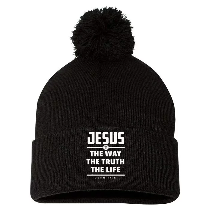 Jesus The Way The Truth The Life Bible Verse Jesus Pom Pom 12in Knit Beanie