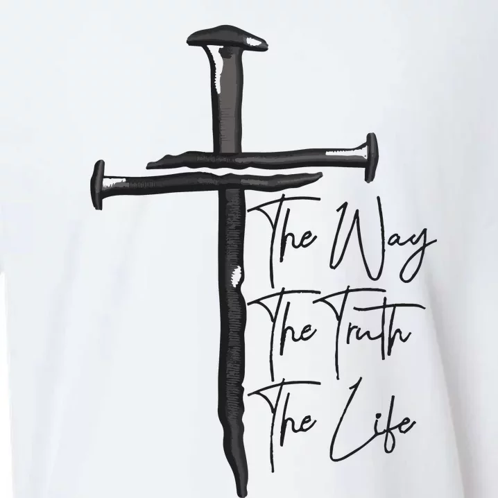 Jesus The Way The Truth The Life Machine Embroidery Jesus Christian Sueded Cloud Jersey T-Shirt