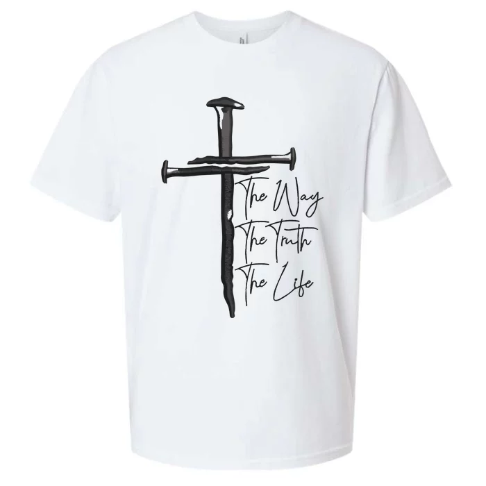 Jesus The Way The Truth The Life Machine Embroidery Jesus Christian Sueded Cloud Jersey T-Shirt