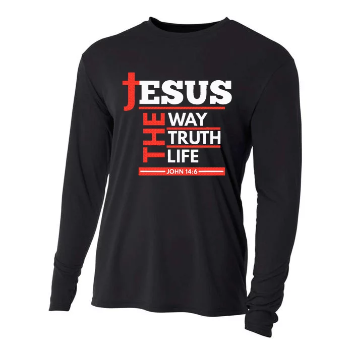 Jesus The Way Truth Life John 146 Christian Spiritual Cooling Performance Long Sleeve Crew