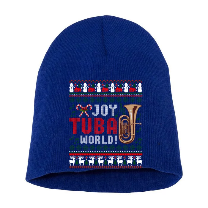 Joy Tuba World Funny Christmas Ugly Xmas Sweater Cool Gift Short Acrylic Beanie