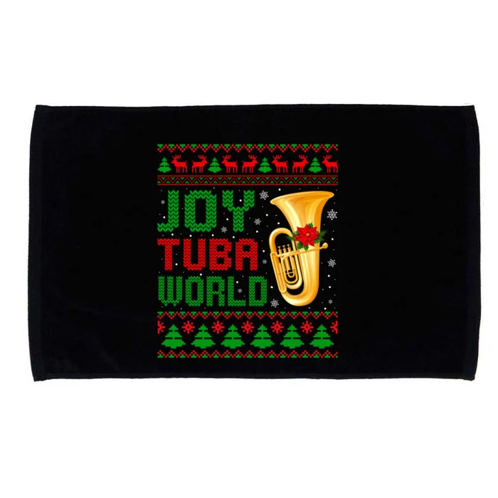 Joy Tuba World Xmas Music Lover Ugly Christmas Sweater Funny Gift Microfiber Hand Towel