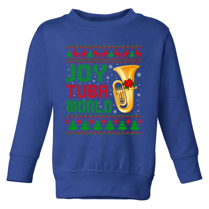 Joy Tuba World Xmas Music Lover Ugly Christmas Sweater Funny Gift Toddler Sweatshirt