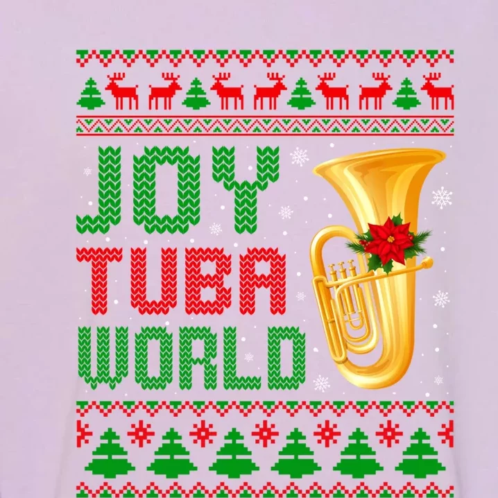 Joy Tuba World Xmas Music Lover Ugly Christmas Sweater Funny Gift Garment-Dyed Sweatshirt