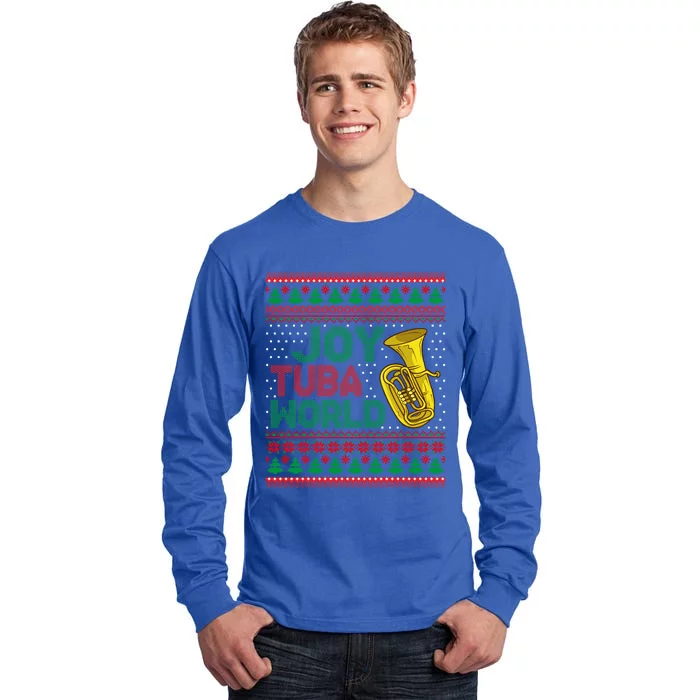 Joy Tuba World Ugly Christmas Sweater Music Lover Xmas Gift Tall Long Sleeve T-Shirt