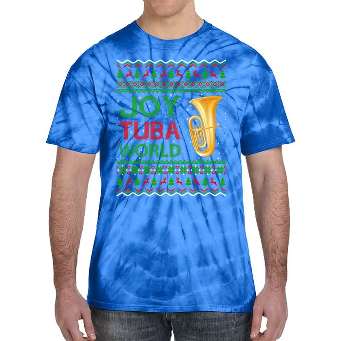 Joy Tuba World Music Lover Xmas Gift Ugly Tuba Christmas Funny Gift Tie-Dye T-Shirt