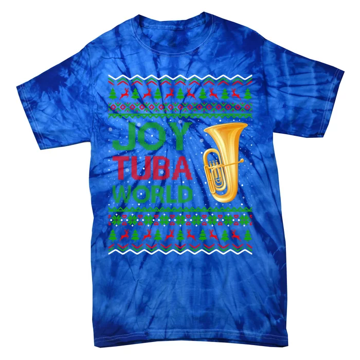 Joy Tuba World Music Lover Xmas Gift Ugly Tuba Christmas Funny Gift Tie-Dye T-Shirt