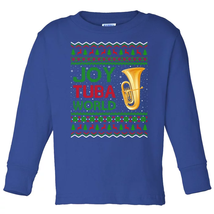 Joy Tuba World Music Lover Xmas Gift Ugly Tuba Christmas Funny Gift Toddler Long Sleeve Shirt