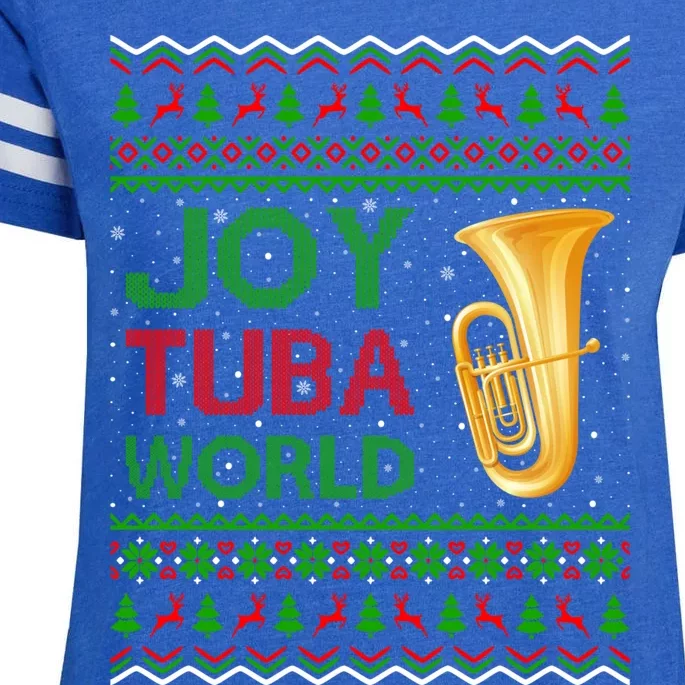 Joy Tuba World Music Lover Xmas Gift Ugly Tuba Christmas Funny Gift Enza Ladies Jersey Football T-Shirt