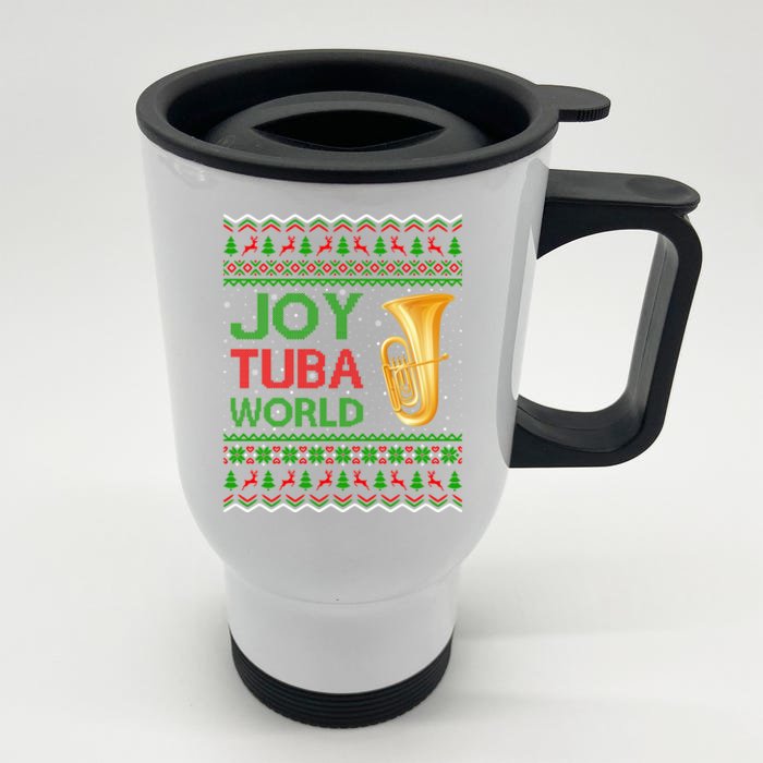 Joy Tuba World Music Lover Xmas Gift Ugly Tuba Christmas Funny Gift Front & Back Stainless Steel Travel Mug