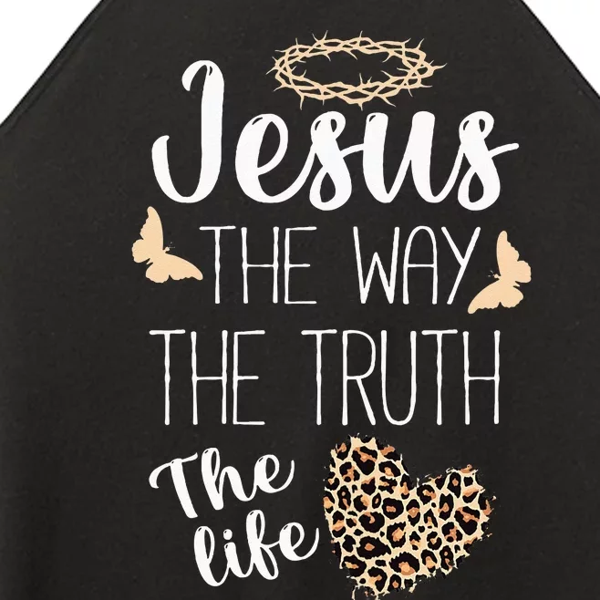 Jesus The Way Truth Life Women Christian Leopard Women’s Perfect Tri Rocker Tank