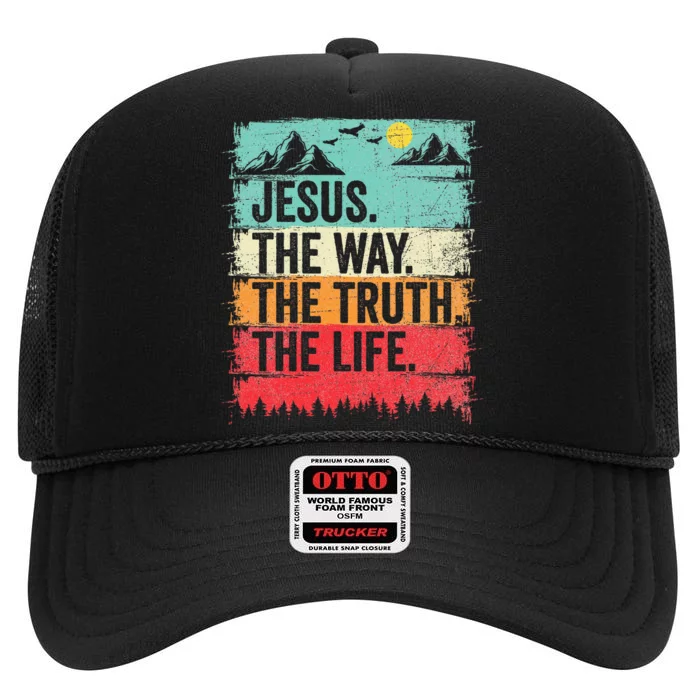 Jesus The Way Truth Life Christian Worship High Crown Mesh Trucker Hat