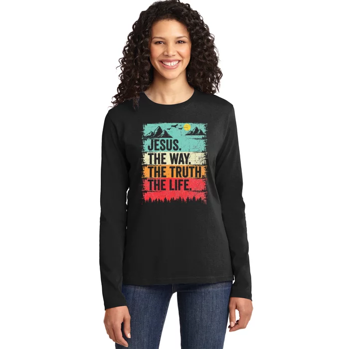 Jesus The Way Truth Life Christian Worship Ladies Long Sleeve Shirt