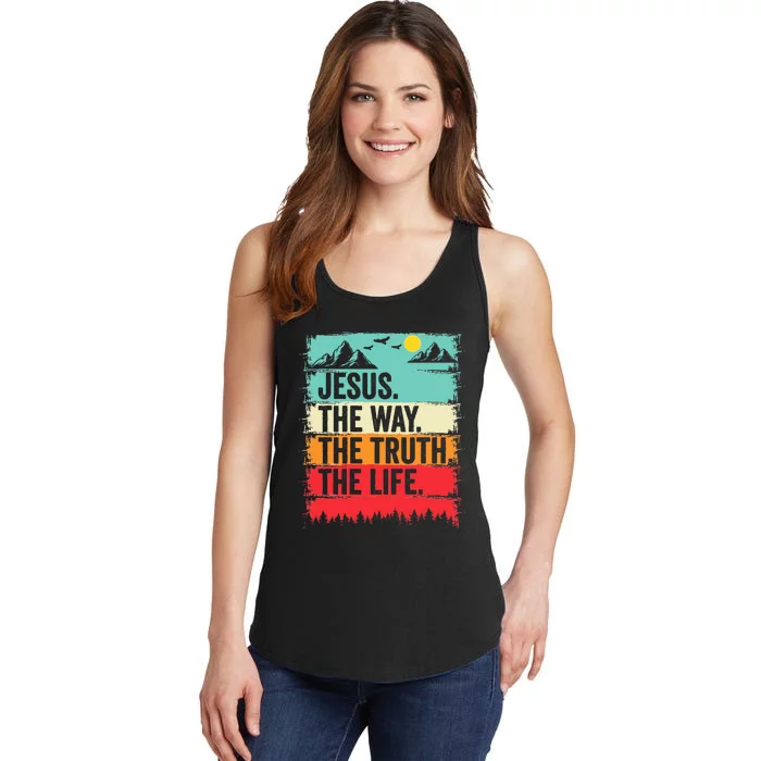 Jesus The Way Truth Life Bible Verse Christian Worship Ladies Essential Tank