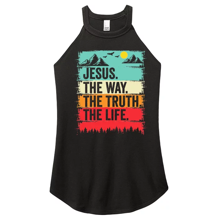 Jesus The Way Truth Life Bible Verse Christian Worship Women’s Perfect Tri Rocker Tank