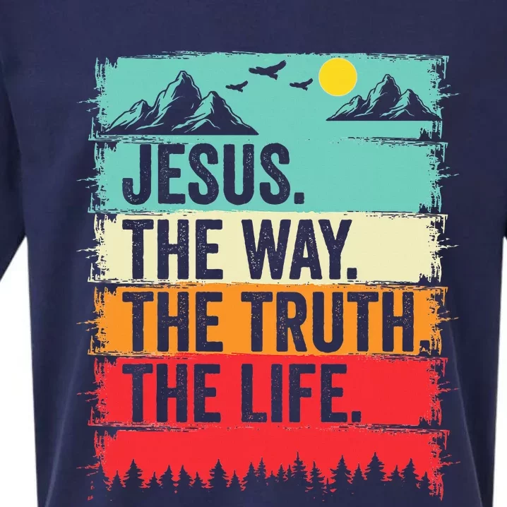 Jesus The Way Truth Life Bible Verse Christian Worship Sueded Cloud Jersey T-Shirt