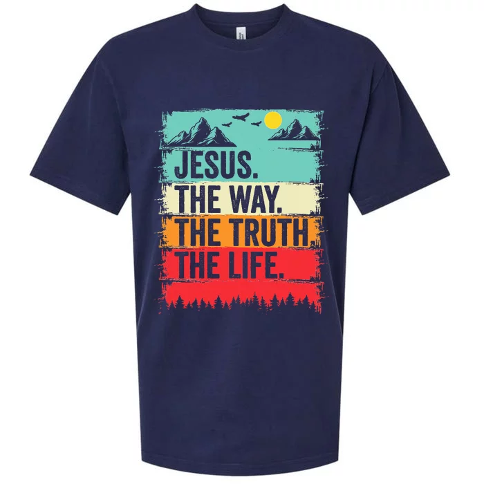 Jesus The Way Truth Life Bible Verse Christian Worship Sueded Cloud Jersey T-Shirt