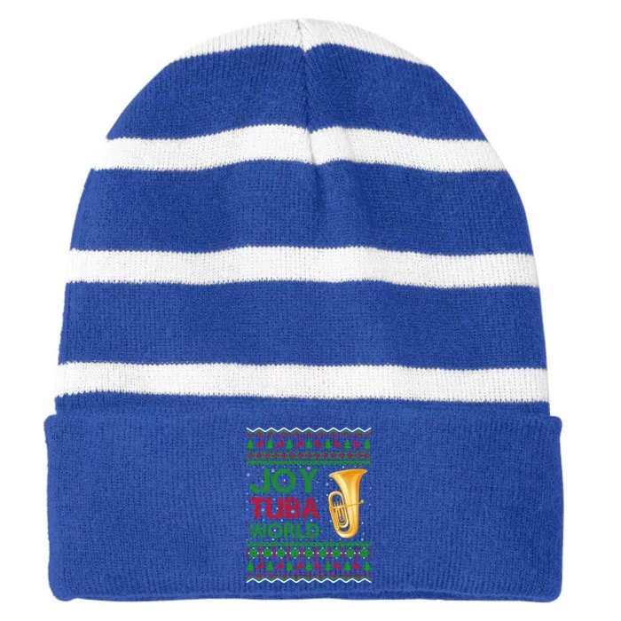 Joy Tuba World Music Lover Xmas Gift Ugly Tuba Christmas Gift Striped Beanie with Solid Band