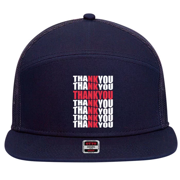 Jesus Thank You Cross Lord Savior Christian Love Religious 7 Panel Mesh Trucker Snapback Hat