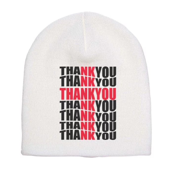 Jesus Thank You Cross Lord Savior Christian Love Religious Short Acrylic Beanie