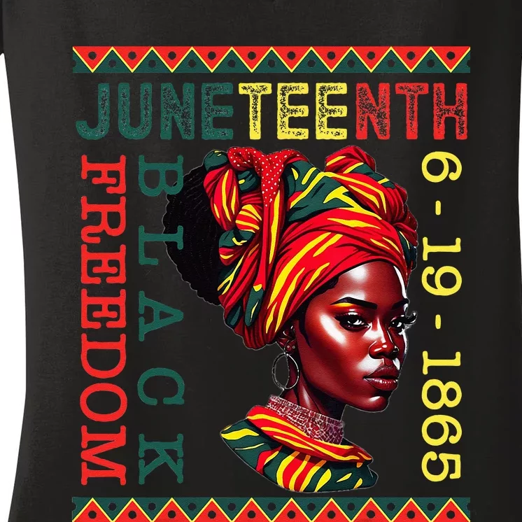 Juneteenth USA African American Melanin Black History Month Women's V-Neck T-Shirt