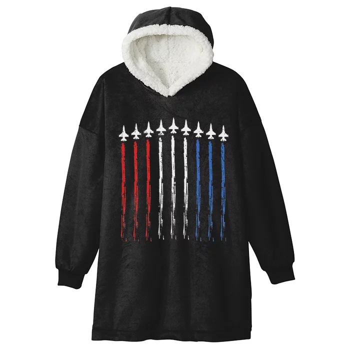 Jets US American Flag Independence 4th Of July Patriot Gift Hooded Wearable Blanket